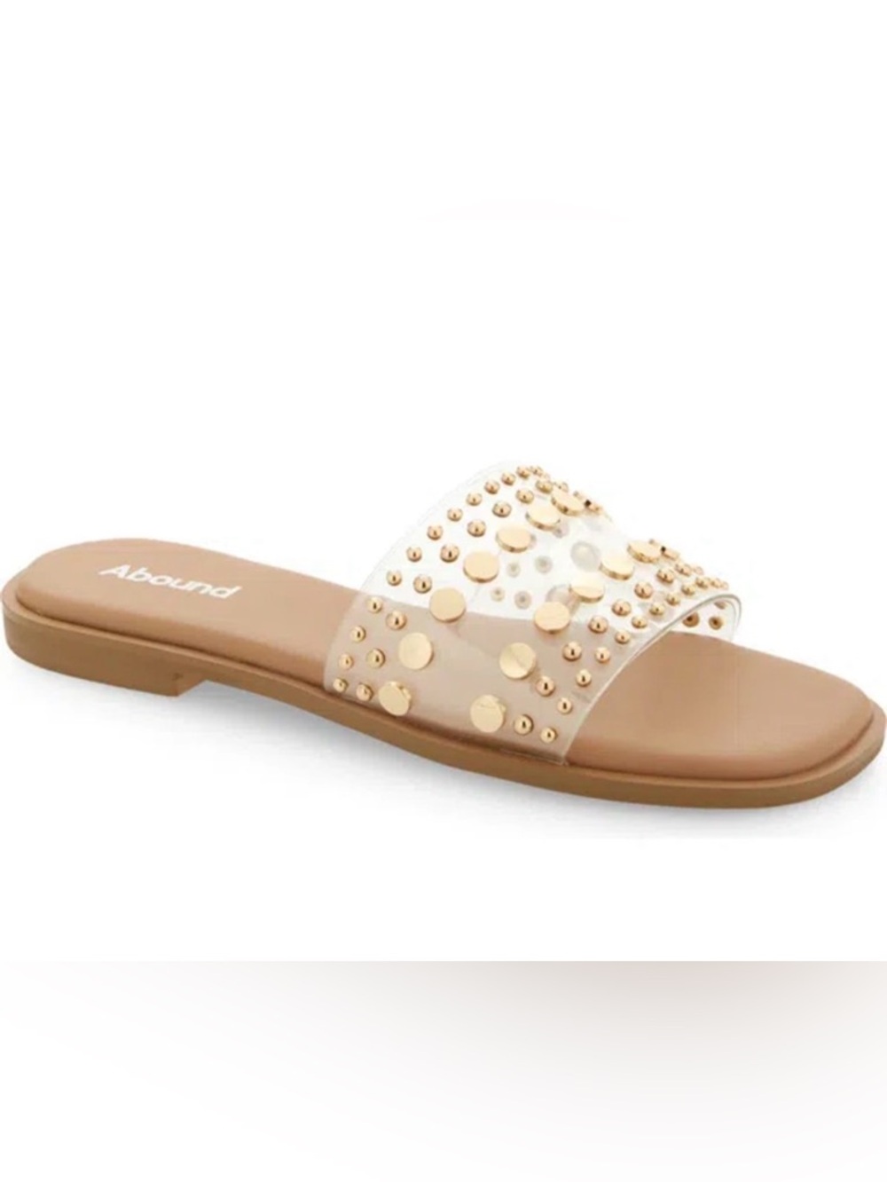 Clear Slide Sandals with Gold Stud Accents- size 11